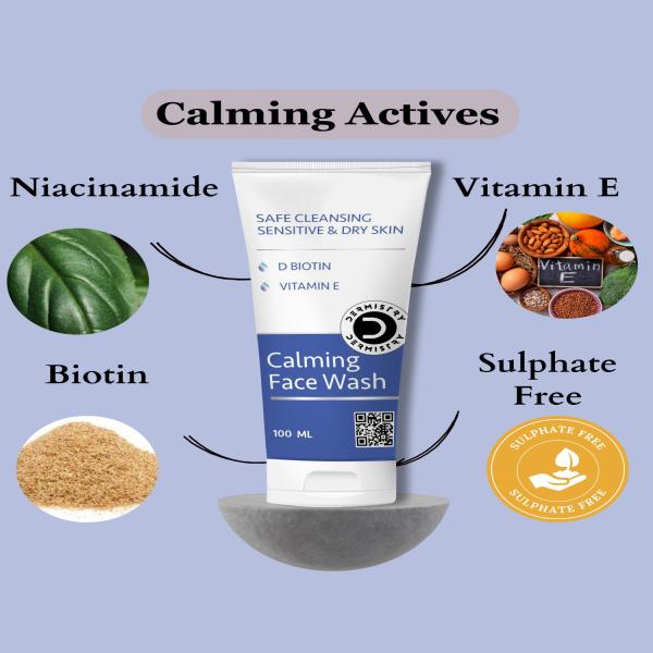 Dermistry Sensitive & Dry Skin Calming Soothening Body Milk Lotion 200 ml + Safe Cleansing Sensitive & Dry Skin Calming Face Wash 100 ml - Face Wash & Cleansers