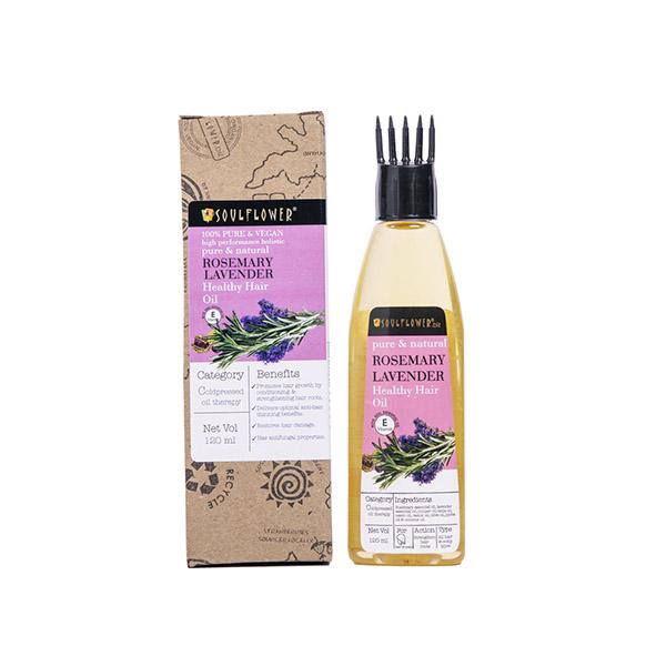 Soulflower Pure and Natural Rosemary Lavender Healthy Hair Oil Vitamin E 120 ml - Hair Oils