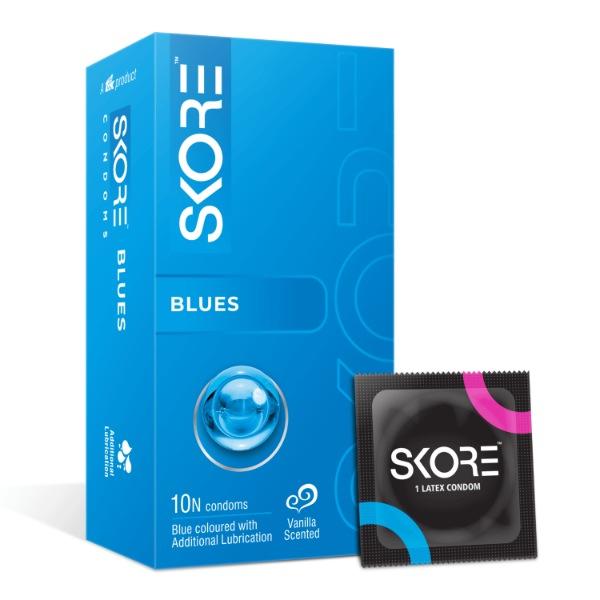 Netmeds | Skore Vanilla Scented with additional Lubrication Condoms - Blues 10's