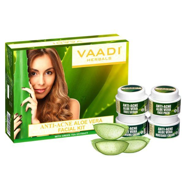 Vaadi Herbals Anti-Acne Aloe Vera Facial Kit with Green Tea Extract 70 gm - Facial Kits