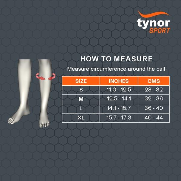 Tynor Calf and Shin Support Air Pro - Black & Orange (L) 1's - Knee/Leg Supports