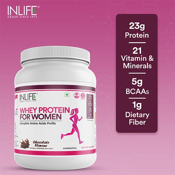 Inlife Whey Protein Powder for Women - Chocolate Flavour 500 gm - Whey Proteins