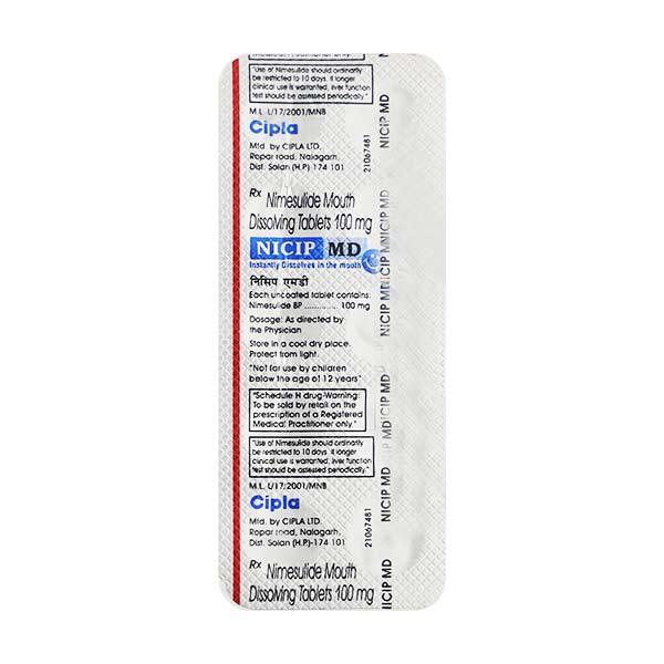 Netmeds | NICIP MD 100mg Tablet 10's (se)