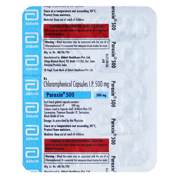 Paraxin 500mg Capsule 10'S - Bacterial Infections-Chl