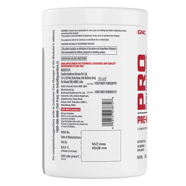 GNC Pre Performance Pre Workout Powder - Blue Raspberry 360 gm - Workout Essentials