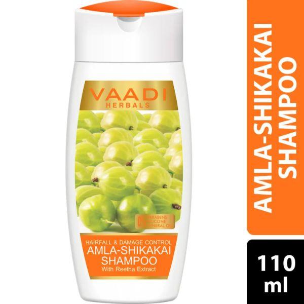 Netmeds | Vaadi Herbals Hairfall & Damage Control Shampoo - Amla-Shikakai with Reetha Extract 110ml