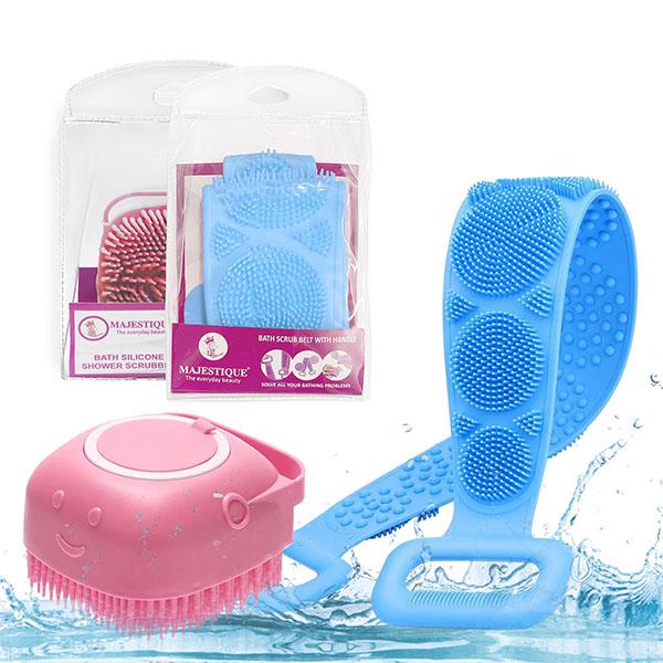 Netmeds | Majestique Silicone Body Scrubber with Bath Belt, Suitable for All Skin Cleaning - Multicolor 1's