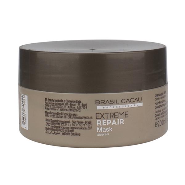 Brasil Cacau Professional Extreme Repair Mask Mascara Damaged Hair Restoring Conditioning and Strengthening Cocoa and Cationic Peptides 200ml