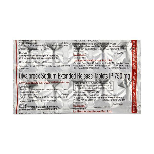 Divalgress ER 750mg Tablet 10'S - Epilepsy/Convulsion-Ant
