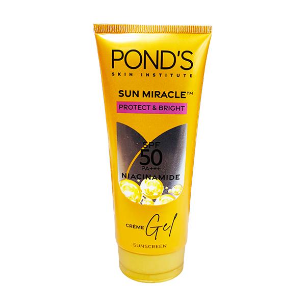 Pond's Sun Miracle SPF 50 PA+++ Creme Gel Sunscreen - Protect and Bright, with Niacinamide 100 g - Face Sunscreen