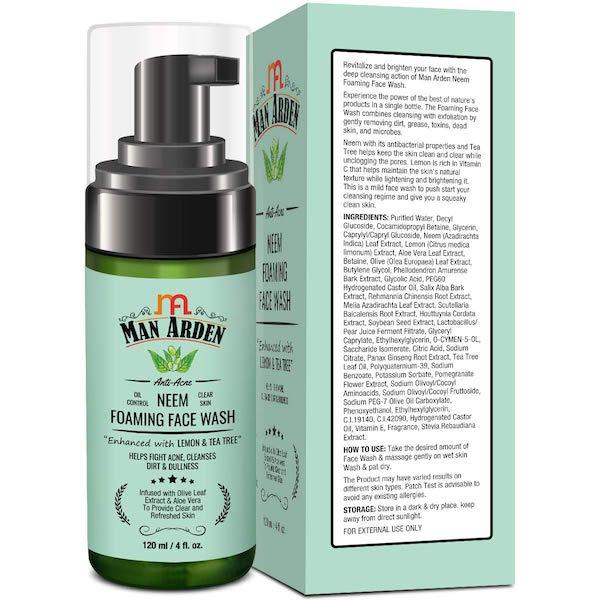 Man Arden Anti-Acne Neem Foaming Face Wash - Lemon & Tea Tree 120 ml - Face Wash & Cleansers