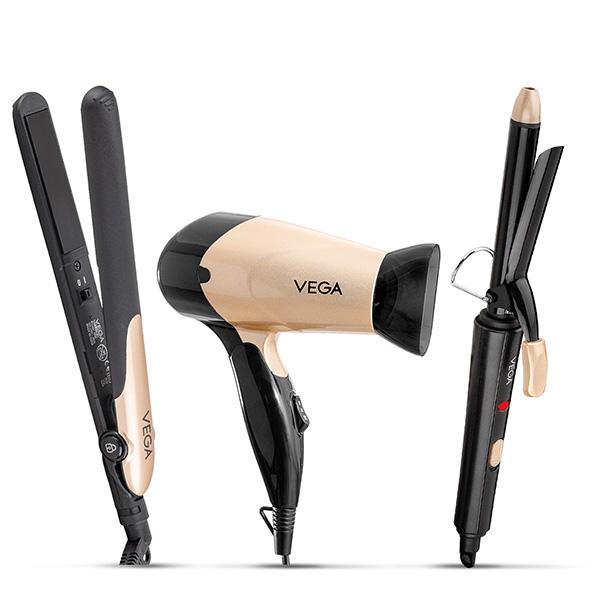 Netmeds | Vega Miss Versatile Styling Set Hair Straightener, Dryer and Curler (VHSS-03) 1's
