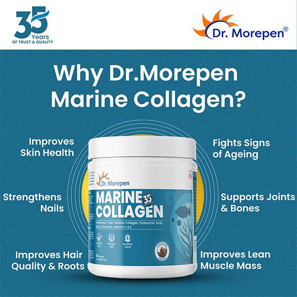 Dr. Morepen Marine Collagen Skin Protein Powder - Chocolate Flavour 250 g - Hair & Skin