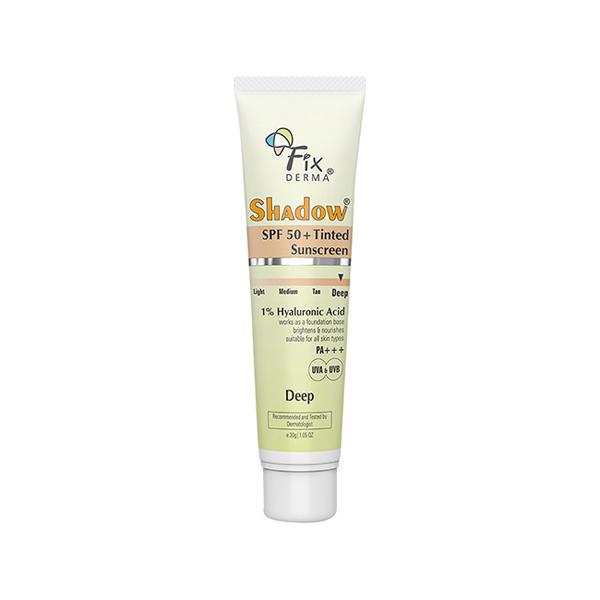 Fixderma Shadow Tinted Sunscreen Deep SPF 50 PA+++ - UVA & UVB Protection, All Skin Types 30 gm - Face Sunscreen