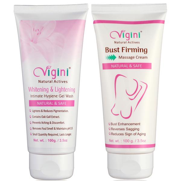 Netmeds | Vigini Bust Firming Massage Cream 100ml + Whitenin g & Lightening Intimate Hygiene Gel Wash 100 g