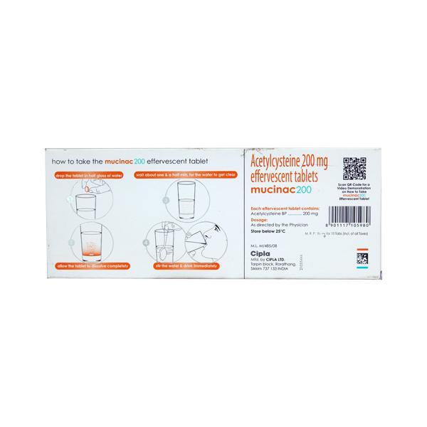 Mucinac 200mg Effervescent Tablet 10'S - Cough And Cold-Nas