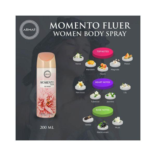 Armaf Momento Fluer Perfume Body Spray for Women 200 ml - Women Deodorants/Roll-Ons
