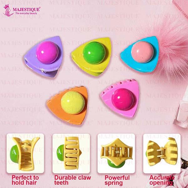 Majestique Stylish Premium Matte Plastic Hair Clutcher, Claw Clip, For Women, Girl Multicolor 5's - Hair Clips/Bands