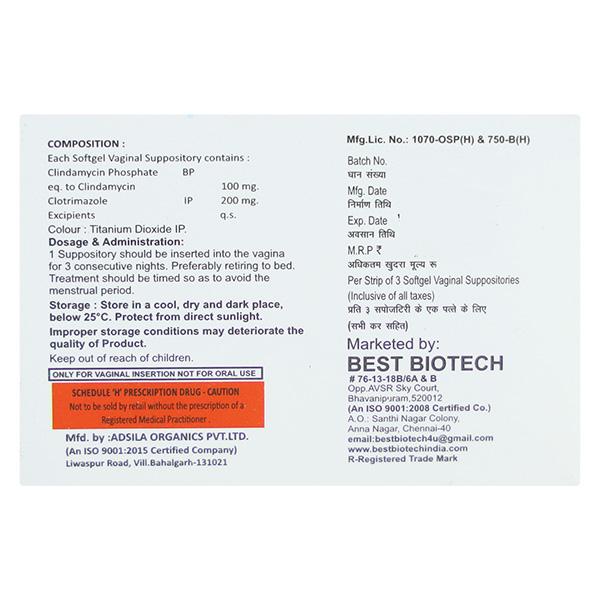 SHECAN CL VAGINAL Suppositories 3's - Vaginal Conditions-Ant