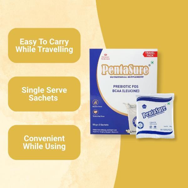 PentaSure Nutritional Supplement Powder - Vanilla Flavour (Travel Pack Sachet of 3 x 50 gm) - Daily Health Drinks