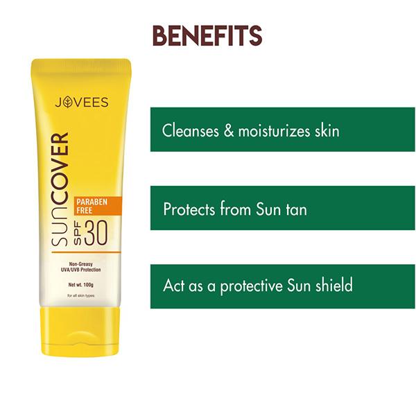 Jovees Sandalwood Natural Sun Cover (SPF 30) 100 gm - Body Sunscreen