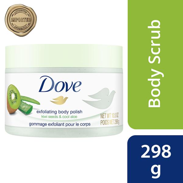 Netmeds | Dove Exfoliating Body Polish With Kiwi Seeds And Cool Aloe, Sulphate Free 298 gm
