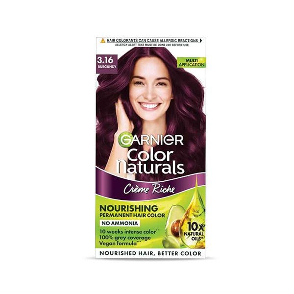 Garnier Color Naturals Creme hair color, Shade 3.16 Burgundy 130 gm - Crème