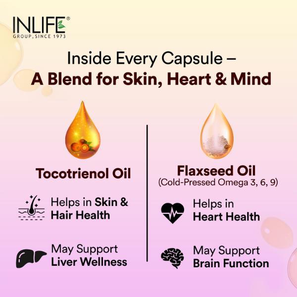 INLIFE Gold-Tri.E Tocotrienol + Flaxseed Oil Vegetarian Capsules 60's - Vital Health