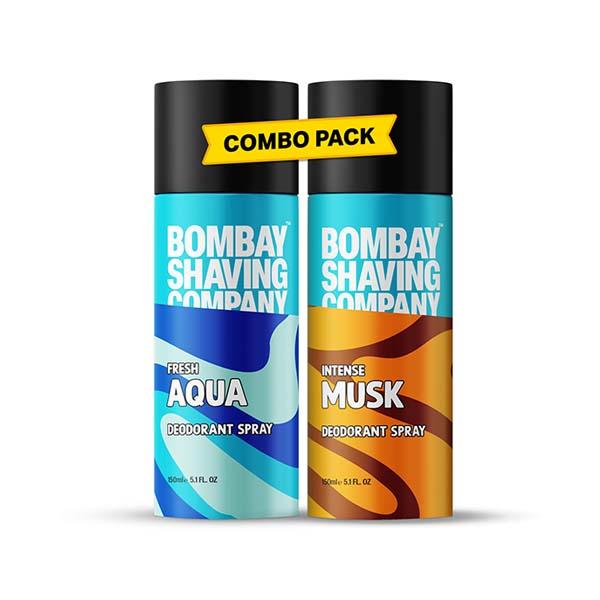 Netmeds | Bombay Shaving Company Aqua & Musk 150ml x 2 Combo Deodorant Spray For Men 2's
