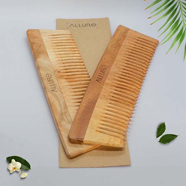 Allure Wooden Neem Comb (CD-01) 2's - Hair Combs