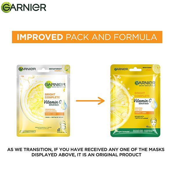 Garnier Skin Naturals Bright Complete Face Serum Sheet Mask (Yellow) 28 gm - Sheet Masks