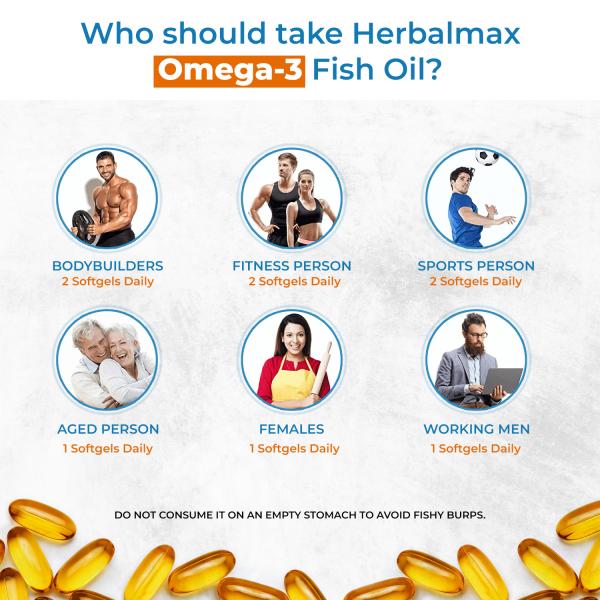 Herbal Max Omega 3 Soft Gelatin Capsule 60's - Omega Fish Oil Fatty Acids