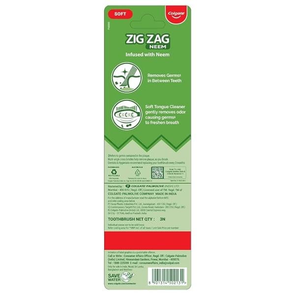 Colgate-Palmolive Colgate Zigzag Neem (Soft) Toothbrush 3's - Toothbrushes