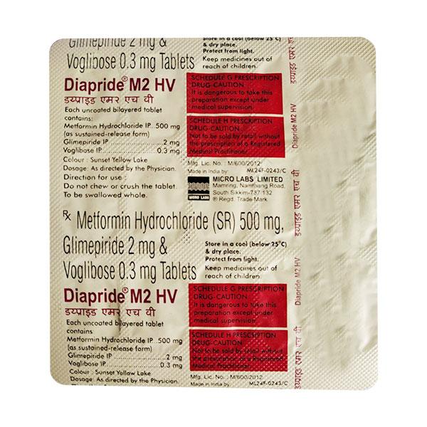 Diapride M2 HV Tablet 15'S - Diabetes-Ant