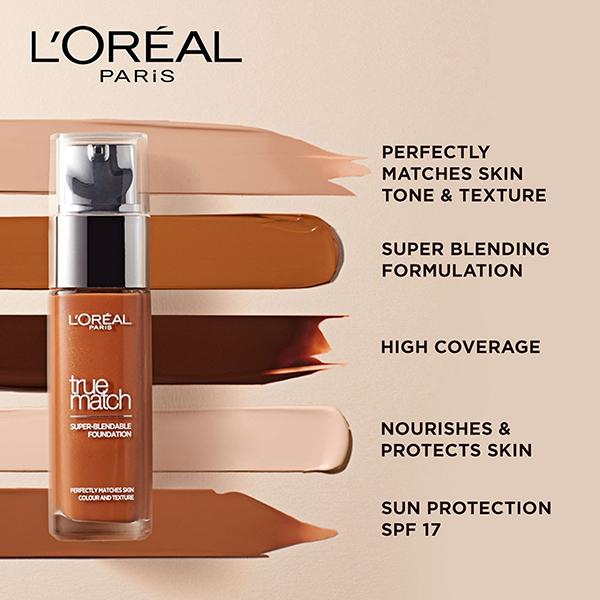 Loreal Paris True Match Super Blendable Foundation Hydrating Hyaluronic Acid Warm Undertone 6.5D 6.5W 30ml - Foundation