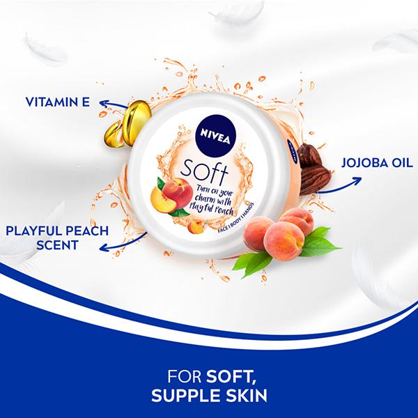 Nivea Soft Moisturising Cream Playfull Peach 200 ml - Lotions & Creams
