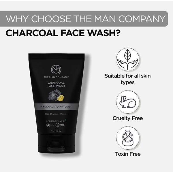 The Man Company Deep Cleansing Charcoal & Ylang - Ylang Face Wash 75ml - Face Washes