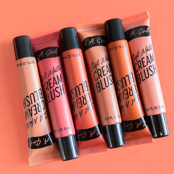 L.A.Girl Soft Matte Cream Blush with Vitamin E + Jojoba Oil Blendable Cheek + Lips Color Long Lasting Pigment - Rosebud 8ml - Blushes