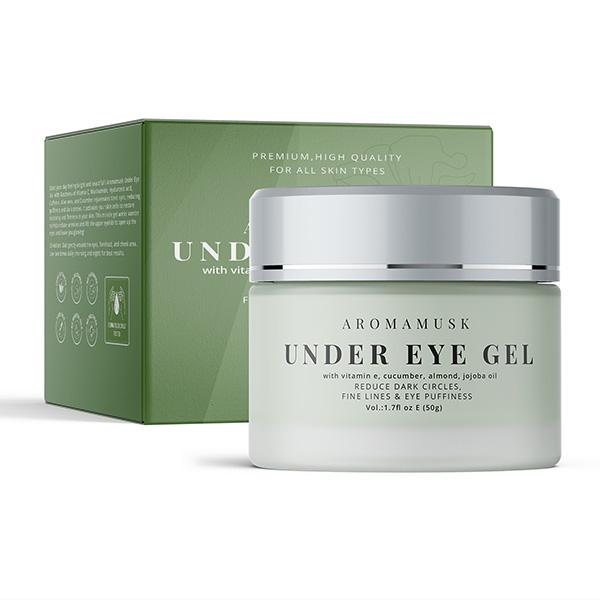 AromaMusk Under Eye Gel For Puffy Eyes, Dark Circles, Wrinkles & Fine Lines With Vitamin C and Cucumber 50 gm