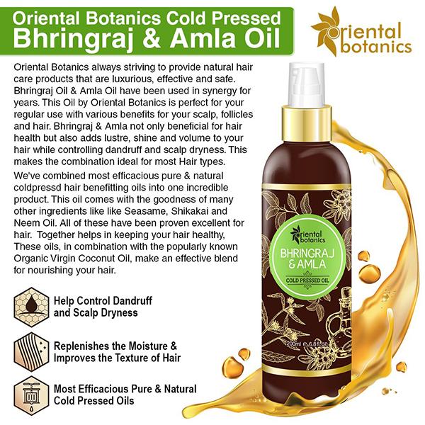 Oriental Botanics Bhringraj & Amla Cold pressed Oil 200 ml - Massage Oils