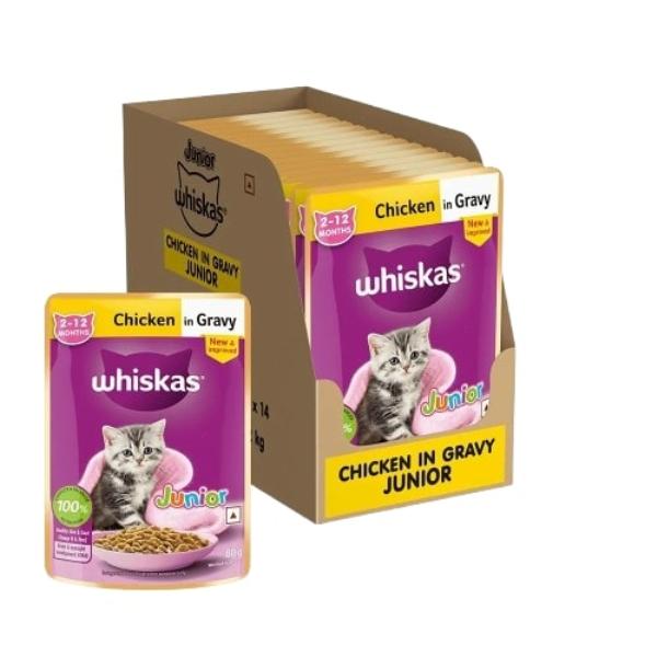 Netmeds | Whiskas Junior Chicken in Gravy (Pack of 80gm x 14) 1120gm
