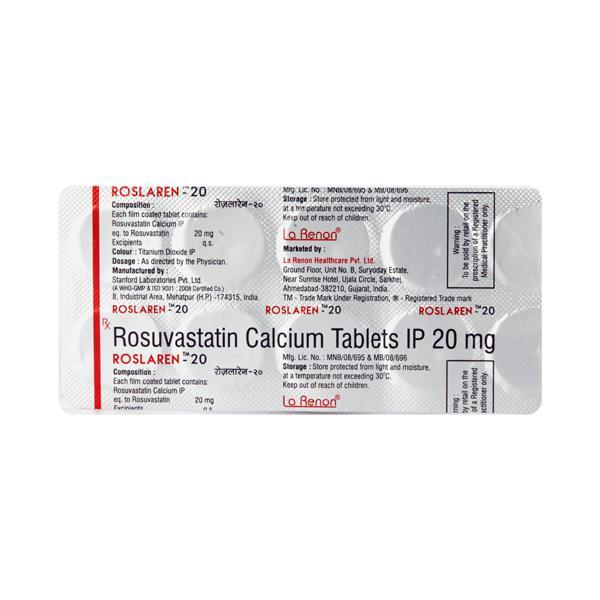 Roslaren 20mg Tablet 10'S - High Cholesterol-Dys