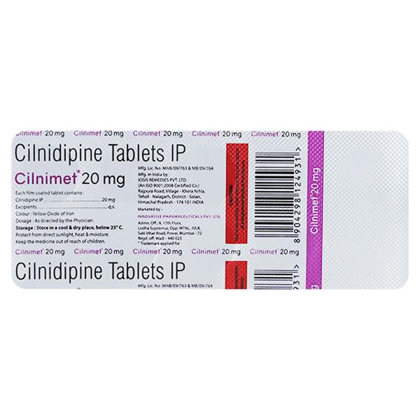 CILNIMET 20mg Tablet 10's - Hypertension-Cal