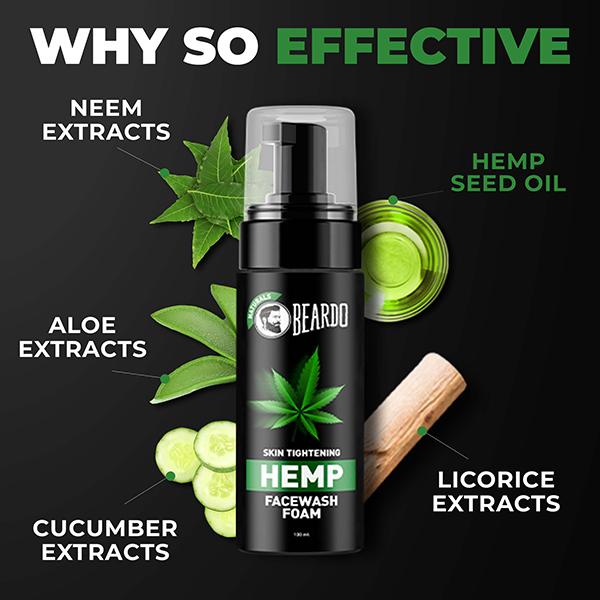 Beardo Skin Tightening Facewash Foam - Hemp 100 ml - Face Wash & Cleansers