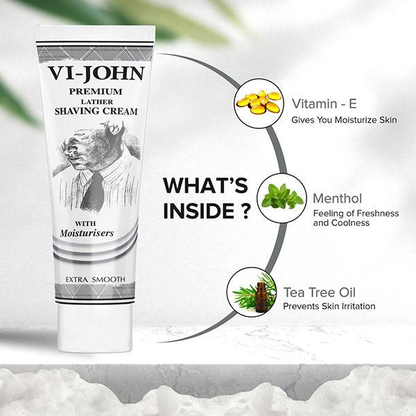 VI-John Premium Lather Shaving Cream with Moisturizers for Extra Smooth Shave 91 gm - Shaving Creams