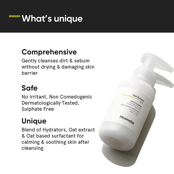 Minimalist Oat extract 6% gentle low-foaming cleanser with hyaluronic acid for damaged 120 ml - Face Washes