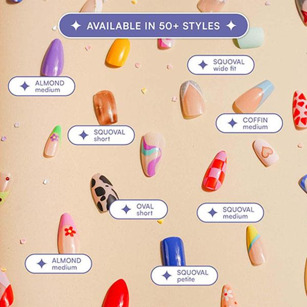 Gush Beauty Nailed It Reusable Luxury Press On Nails With Application Kit Candy Land - Medium Almond 1's - Nail Art