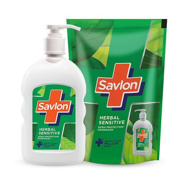 Savlon Herbal Sensitive Liquid Handwash 200ml Pump + (2 X 175ml ) Refill Pouch Combo - Hand Wash & Soaps