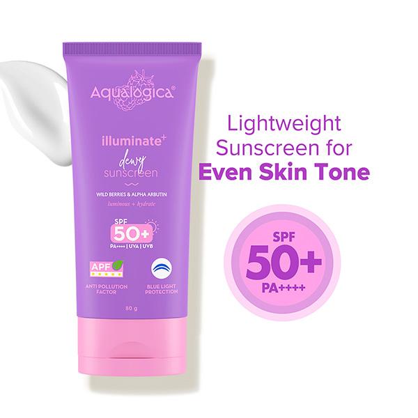 Netmeds | Aqualogica Illuminate+ Dewy Sunscreen SPF 50+ PA++++ 80 gm