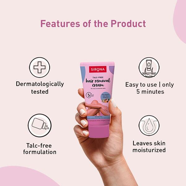 Sirona Talc Free Sensitive Skin Hair Removal Cream 50 gm - Intimate Care